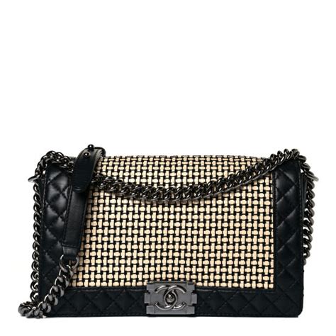 CHANEL Calfskin Medium Boy Reverso Flap Black